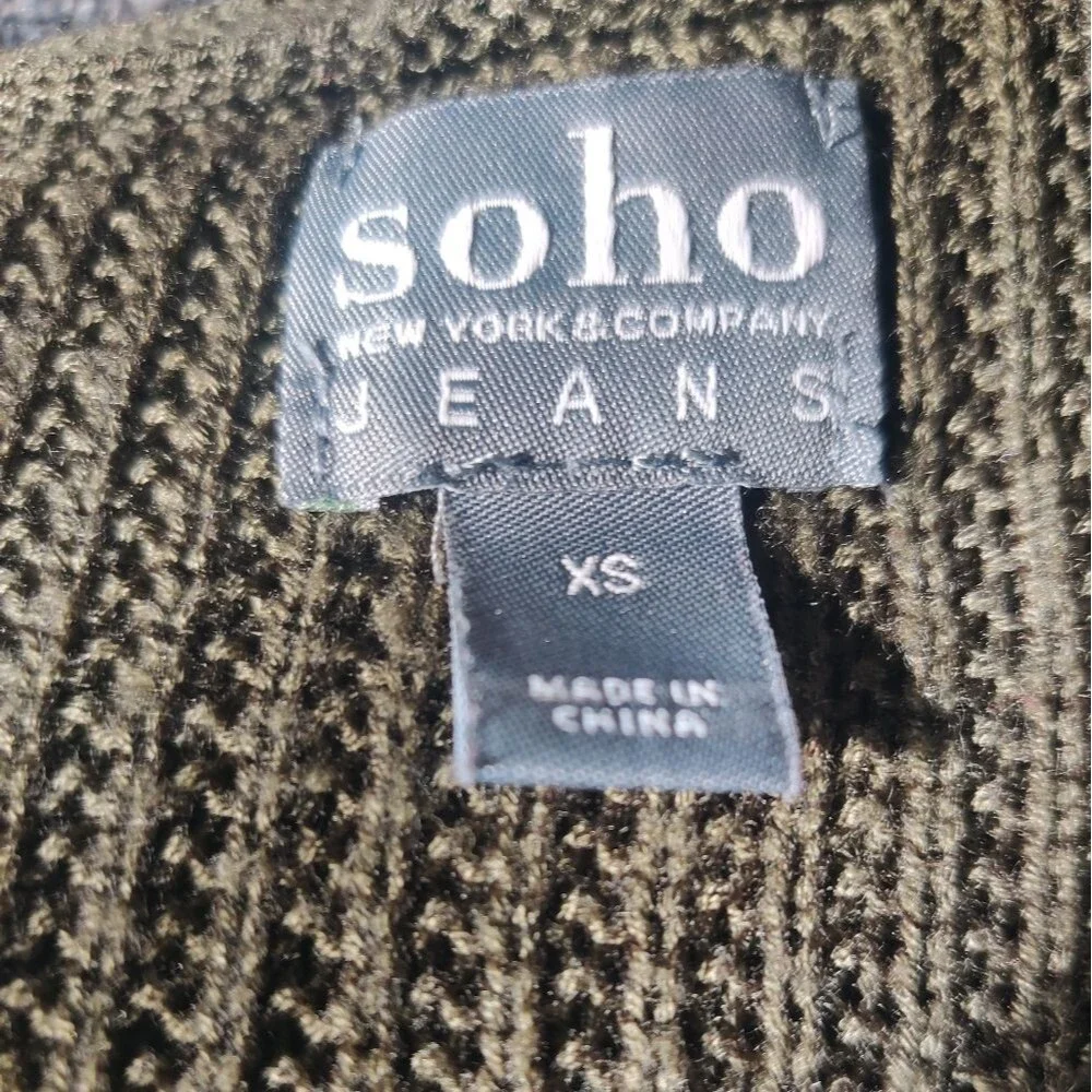 NY&Co. Soho Jeans Olive Green Women's Oversized Cable Knit Cardigan Sweater_XS